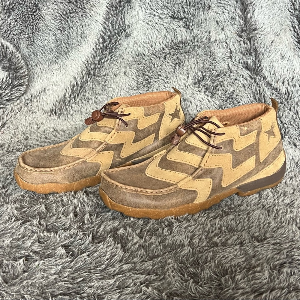 Twisted X Tan and Brown Chukka Driving Moc Boots, Moc Toe with CellSole